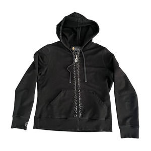 Christine Alexander Women's Black Sequin Full Zip Hoodie Sweatshirt